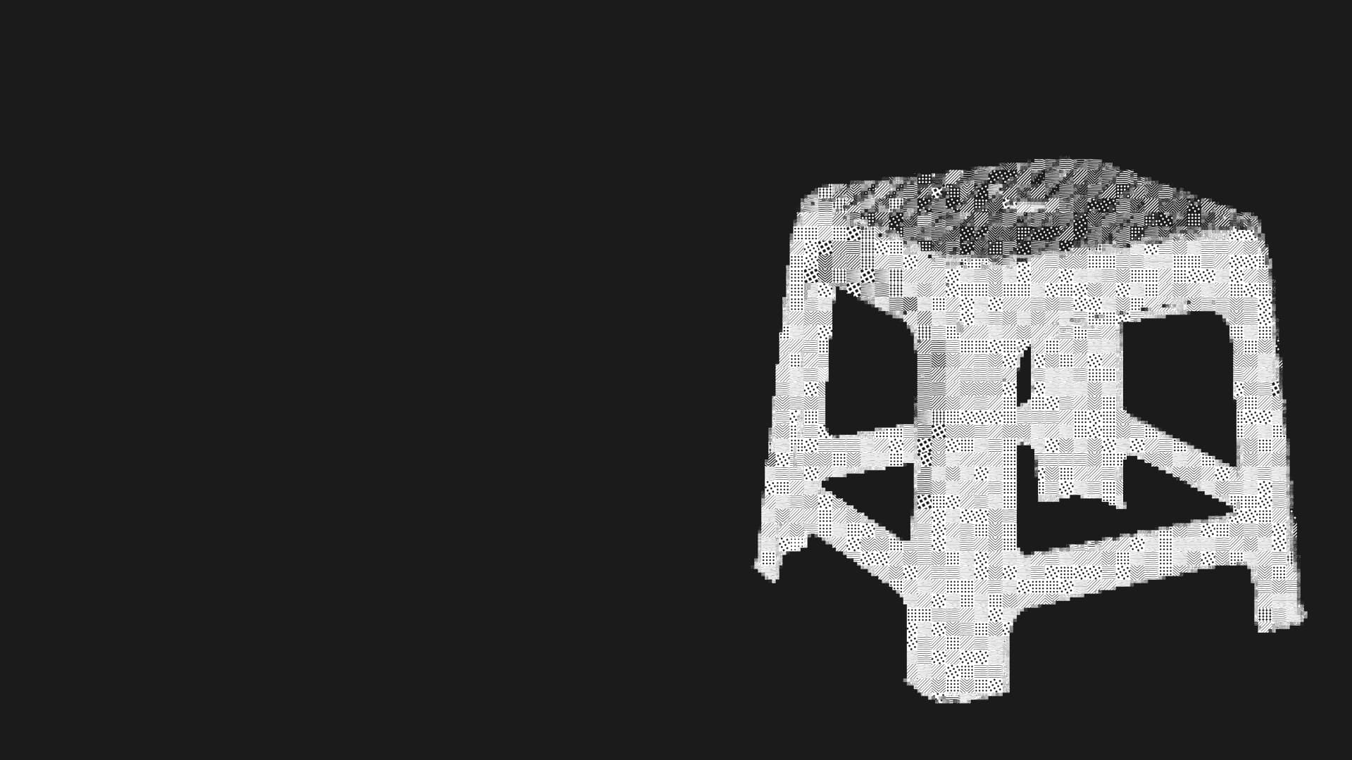 White plastic step stool with rectangular cutouts against a black background
